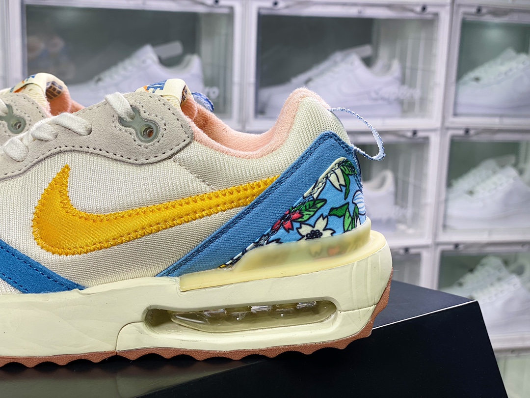 220 Air Max Dawn”Blue/Yellow/Flower”黎明系列低帮气垫百搭休闲运动慢跑鞋“天蓝黄彩色小花”DV1488-177