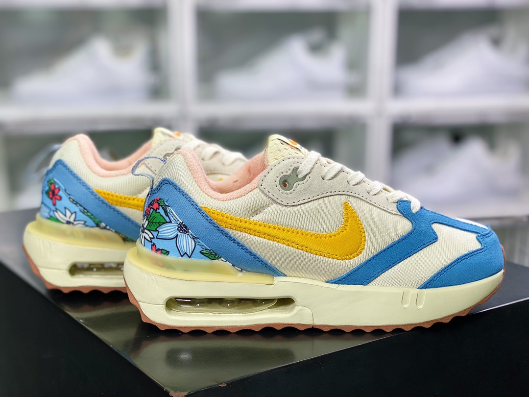[Air Force Series]Nike Air Max Dawn "BlueYellowFlower" Dawn Series Low-Top A