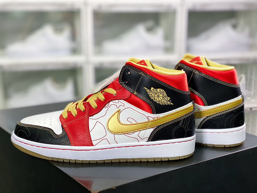 220  Air Jordan 1 Mid”Xi Qing”AJ1乔丹一代中帮经典复古文化休闲运动篮球鞋“白红喜庆”DV0576-176