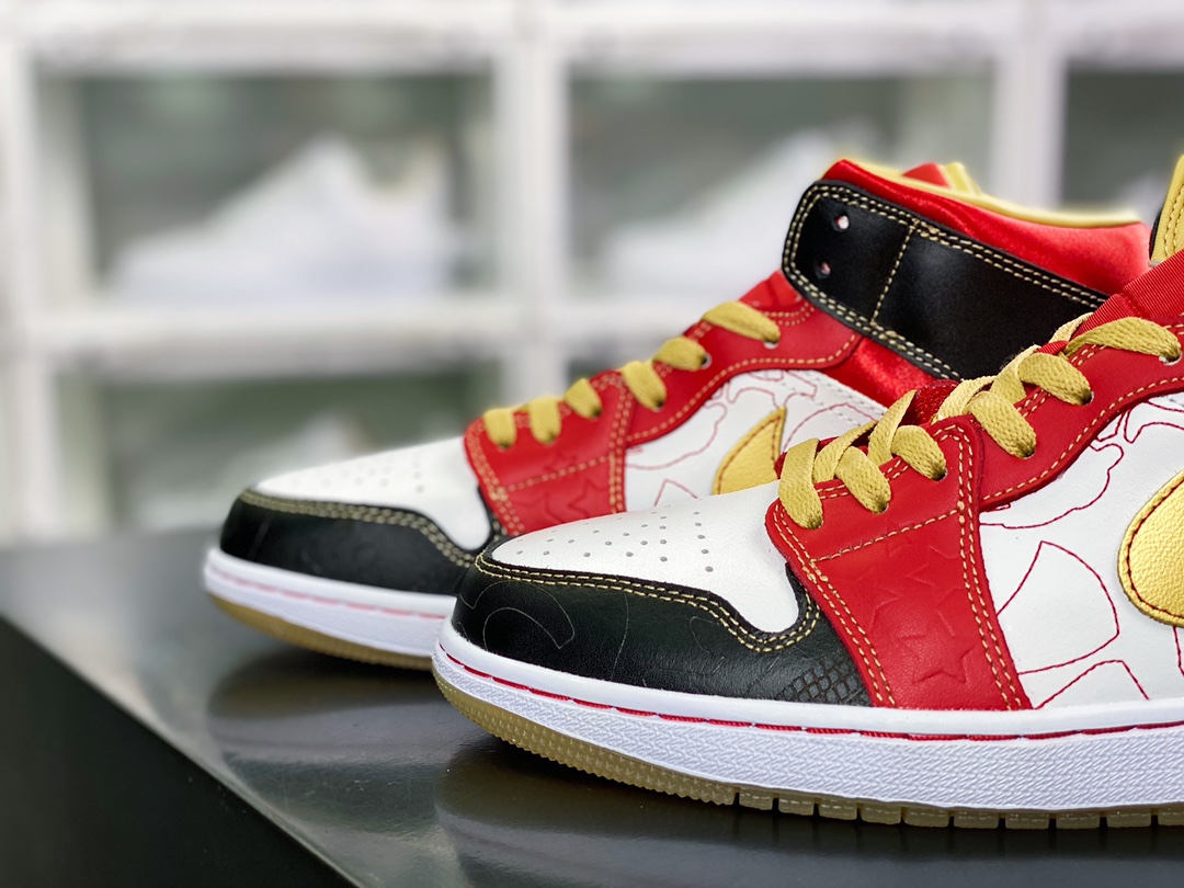 220  Air Jordan 1 Mid”Xi Qing”AJ1乔丹一代中帮经典复古文化休闲运动篮球鞋“白红喜庆”DV0576-176