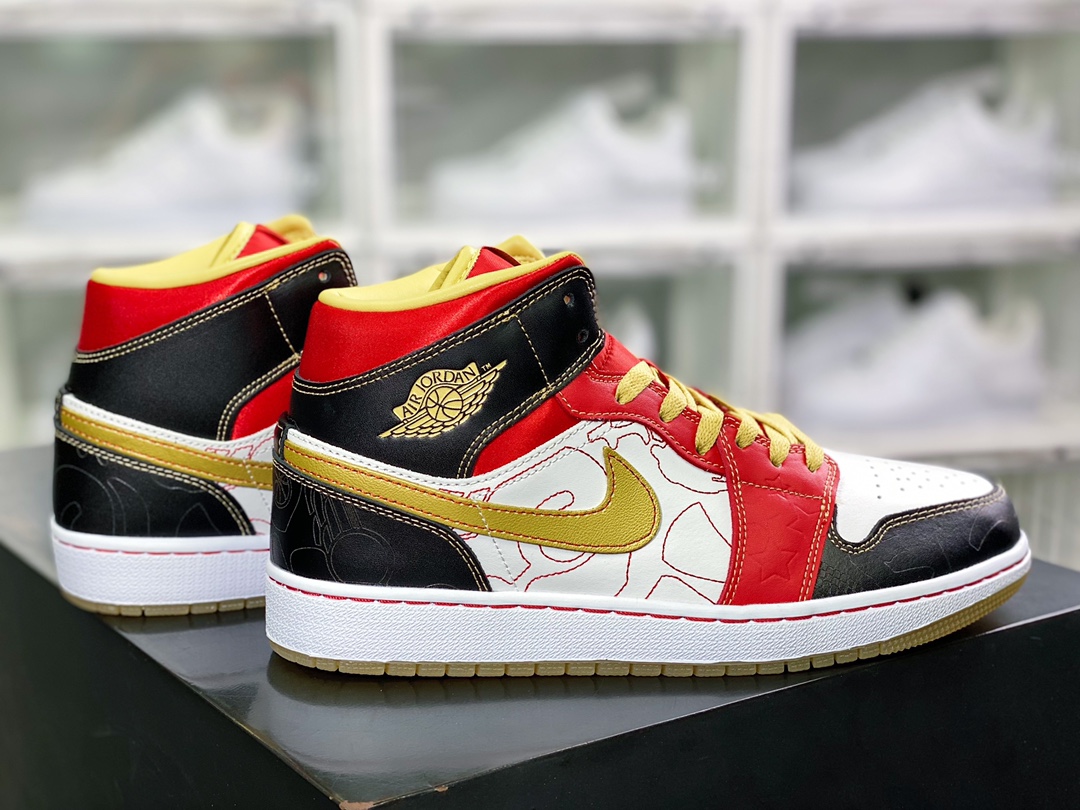 220  Air Jordan 1 Mid”Xi Qing”AJ1乔丹一代中帮经典复古文化休闲运动篮球鞋“白红喜庆”DV0576-176