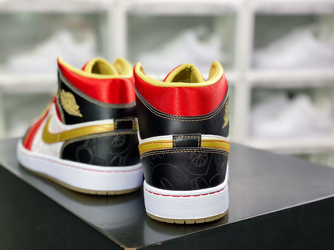 220  Air Jordan 1 Mid”Xi Qing”AJ1乔丹一代中帮经典复古文化休闲运动篮球鞋“白红喜庆”DV0576-176