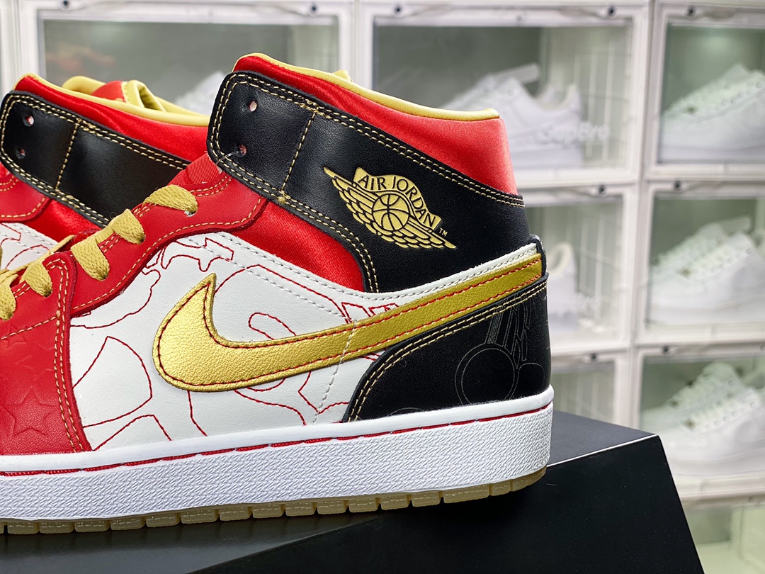 220  Air Jordan 1 Mid”Xi Qing”AJ1乔丹一代中帮经典复古文化休闲运动篮球鞋“白红喜庆”DV0576-176