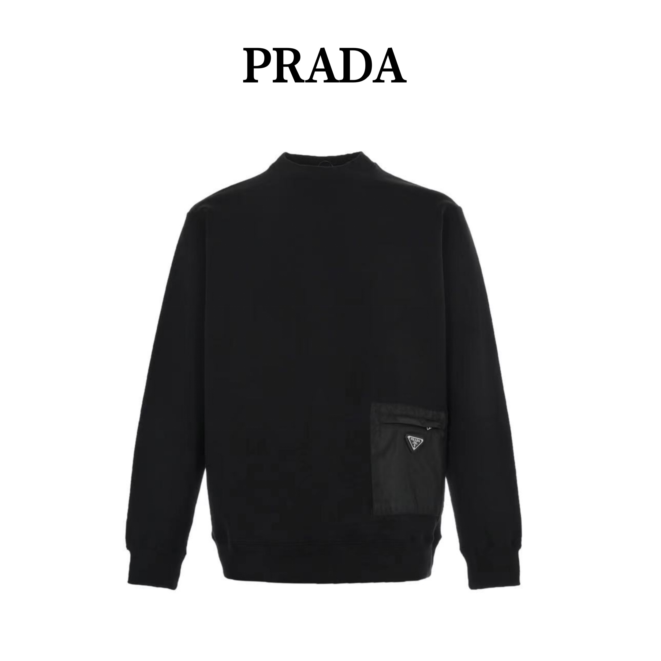 Prada普拉达 22Fw 三角标口袋圆领卫衣