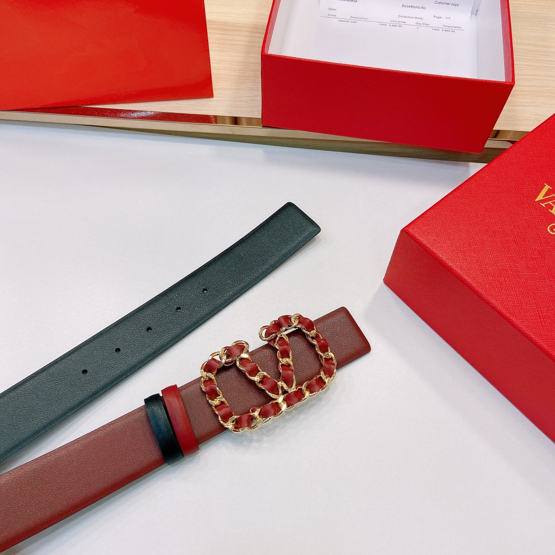 华伦天奴4.0cm宽度专柜新款双面原