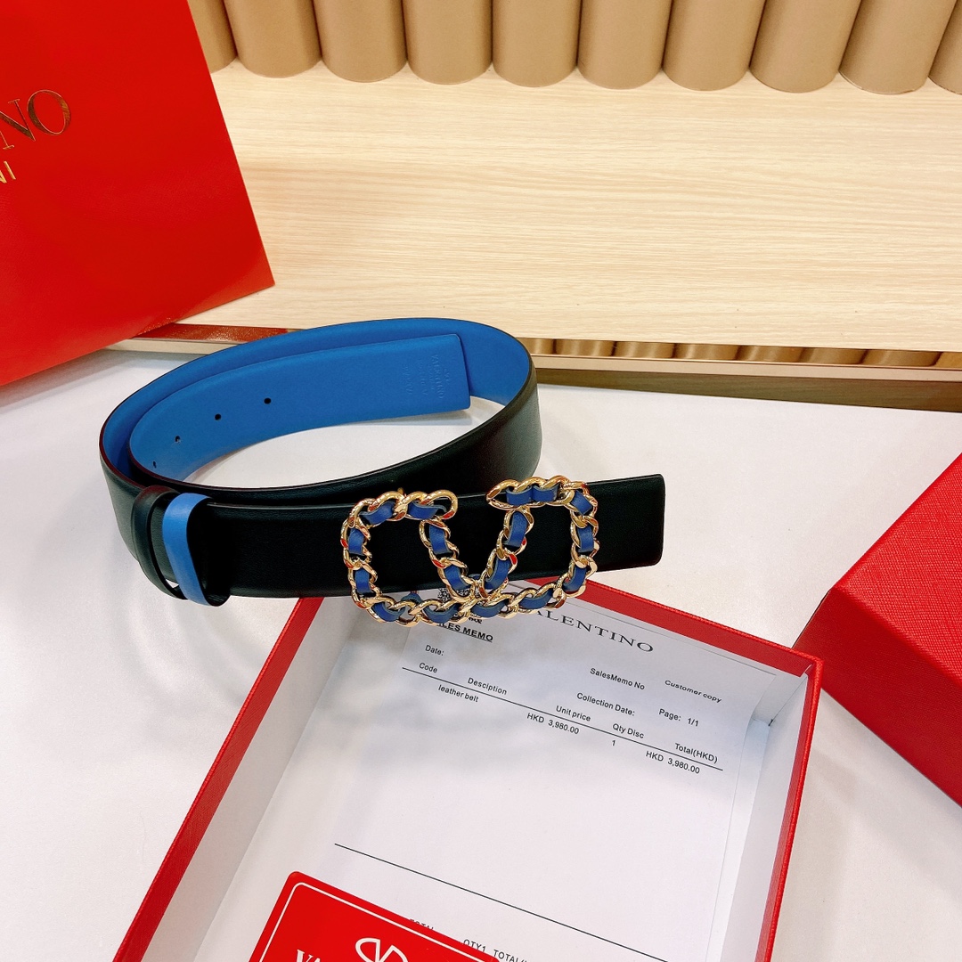 华伦天奴4.0cm宽度专柜新款双面原