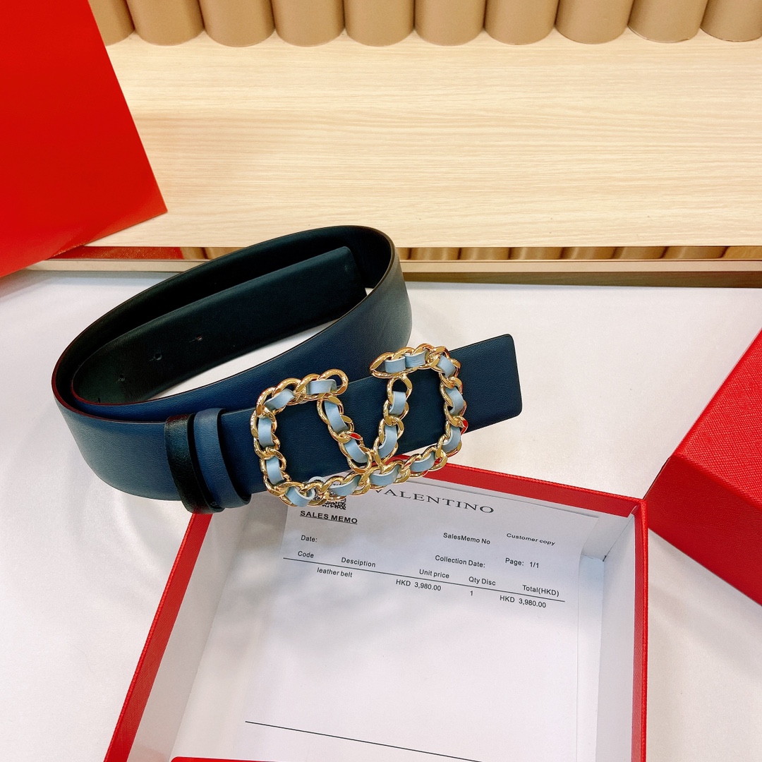 华伦天奴4.0cm宽度专柜新款双面原