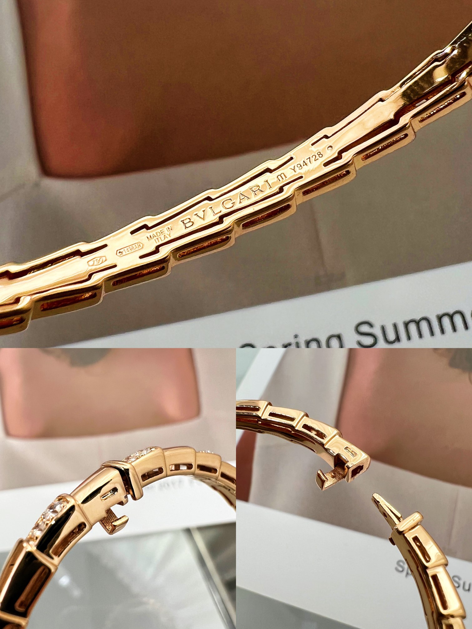 BVLGARI宝格丽SERPENTI VIPER系列最新间隔钻蛇骨手镯手环