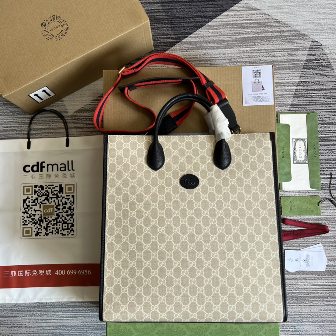 GUCCI 雙G字母 托特包 牛皮 手提包