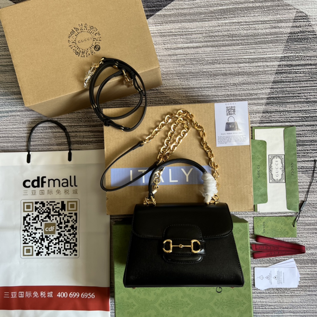 Gucci 1955 迷你肩背包 PVC 織帶 復古五金