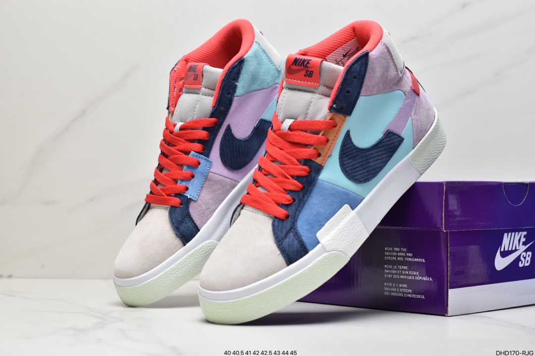 90 耐克Nike Zoom Blazer Mid Premium SB”Mosaic Pack-Multi”解构马赛克开拓者中帮百搭休闲运动板鞋DA8854-300