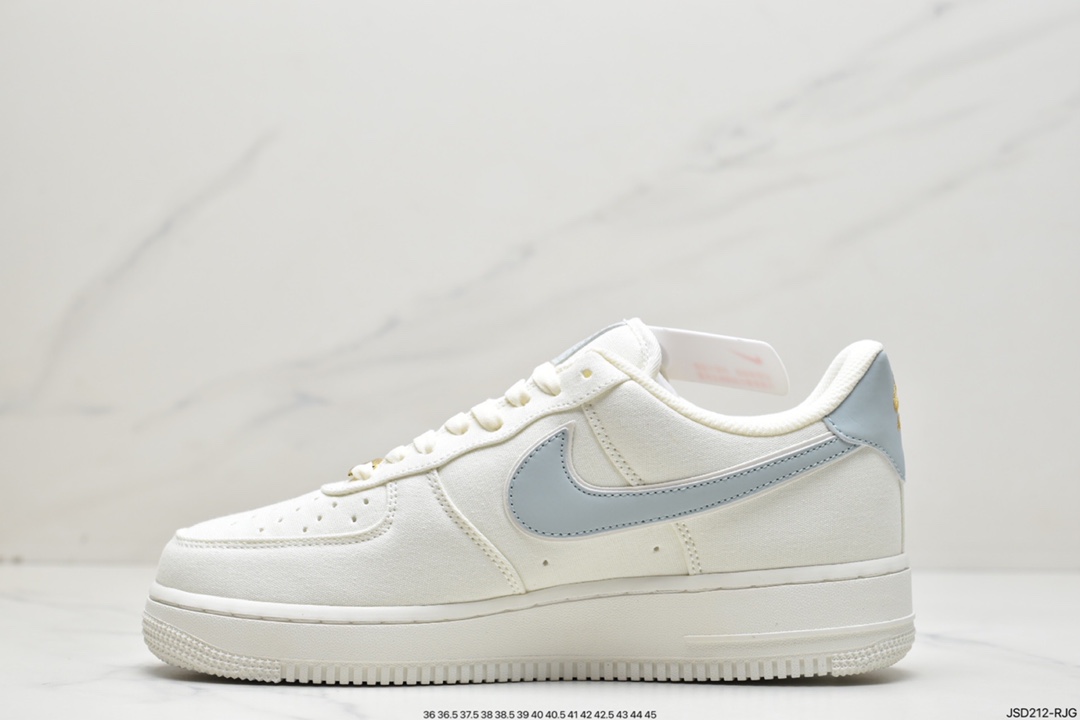 200 NIke Air Force 1 '07 配色 深绿勾布面空军一号低帮休闲板鞋 MN5696-009