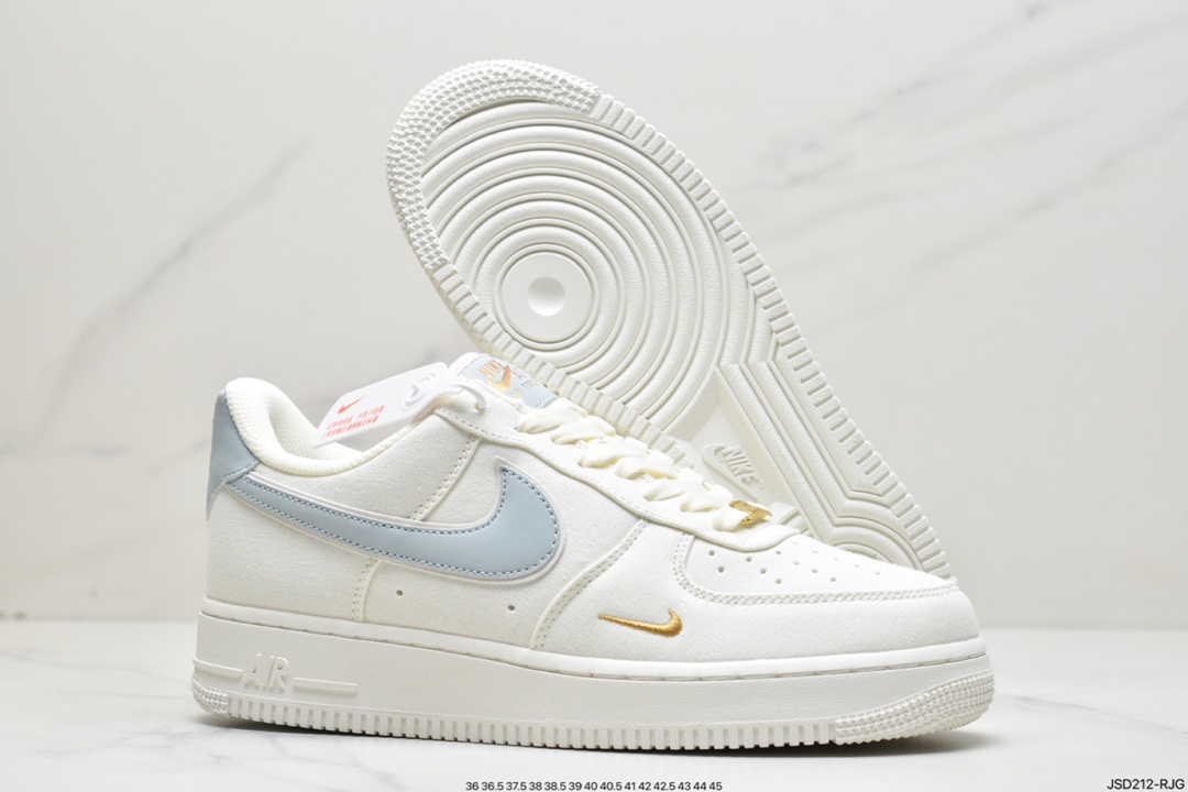 200 NIke Air Force 1 '07 配色 深绿勾布面空军一号低帮休闲板鞋 MN5696-009