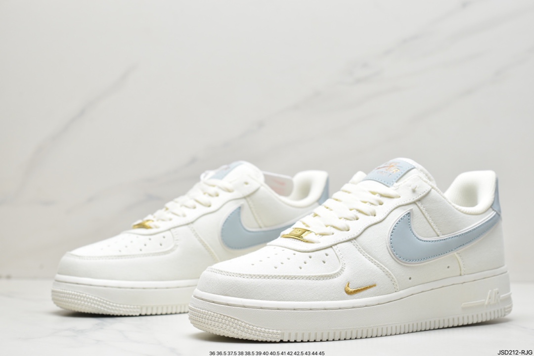 200 NIke Air Force 1 '07 配色 深绿勾布面空军一号低帮休闲板鞋 MN5696-009