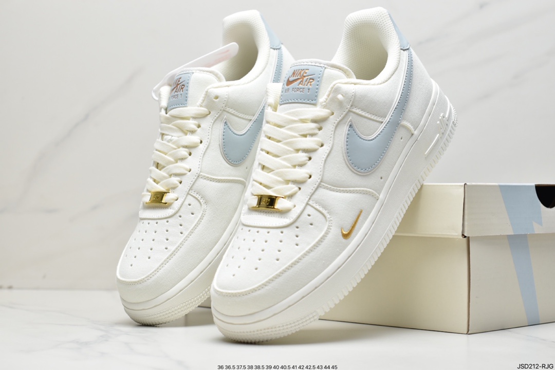 200 NIke Air Force 1 '07 配色 深绿勾布面空军一号低帮休闲板鞋 MN5696-009