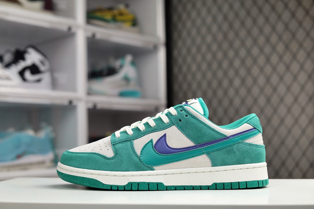 I0 大次 Nike SB Dunk Low SE “85 Green Blue”扣篮系列低帮休闲运动滑板板鞋“麂皮帆白绿蓝双钩”