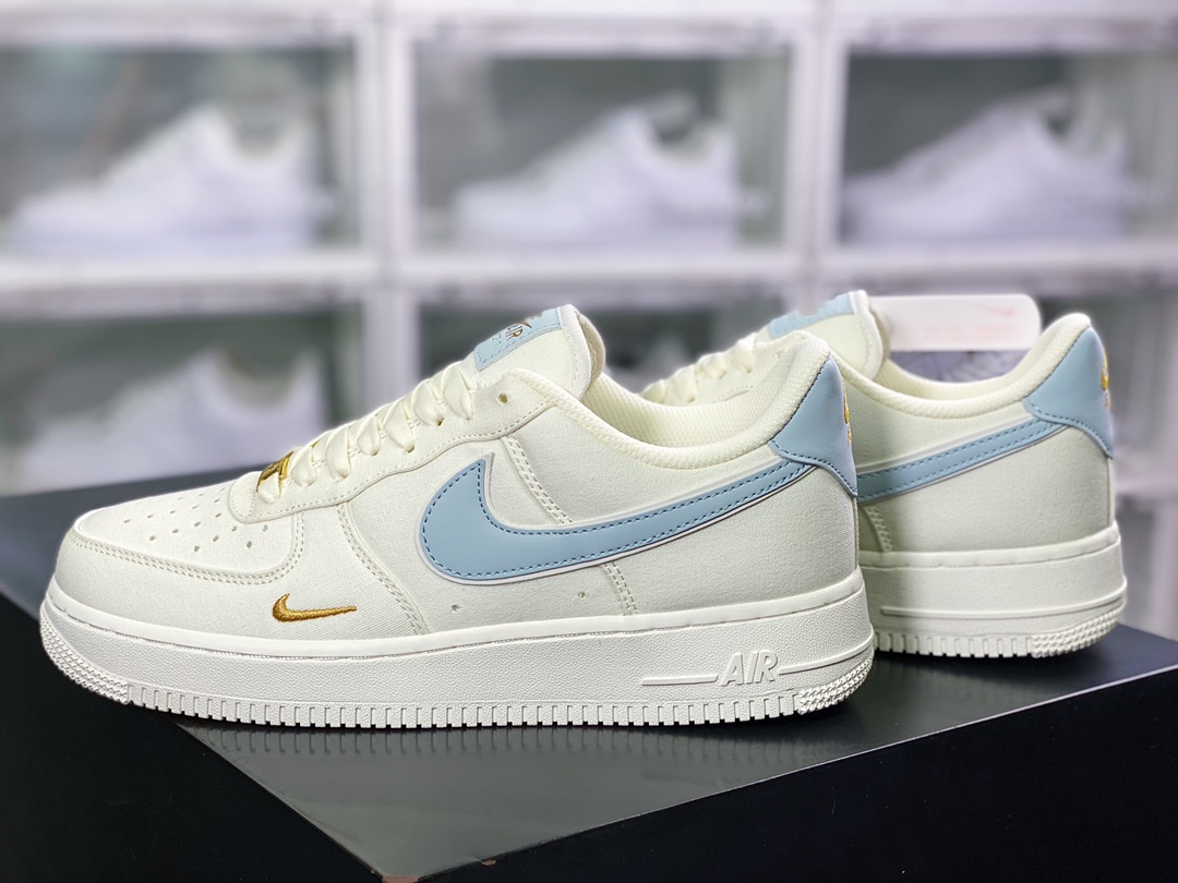 Air Force 1’07 Low QS”Sail/Light Blue/Gold”空军一号MN5696-009-Chinese wholesaler seller Clothes Bags handbags wholesale Shoes High Quatity wholesaler seller Cheap Sneakers from China Factory Chinese suppliers china wholesale clothing wholesaler seller Air Force 1’07 Low QS”Sail/Light Blue/Gold”空军一号MN5696-009