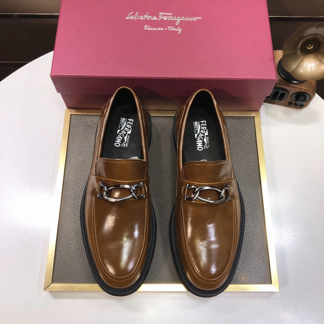 K5 Ferragamo 菲拉格幕  原版进口开边上乘牛皮手工编织成+进口牛里+原版奢华金属扣+原版组合大底 对比无压力 38–4545定做