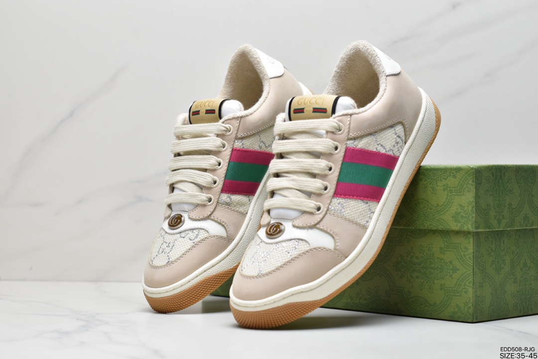 Pure original level exclusive custom purchasing version #chip can sweep # Gucci Distressed Screener sneaker small dirty shoes