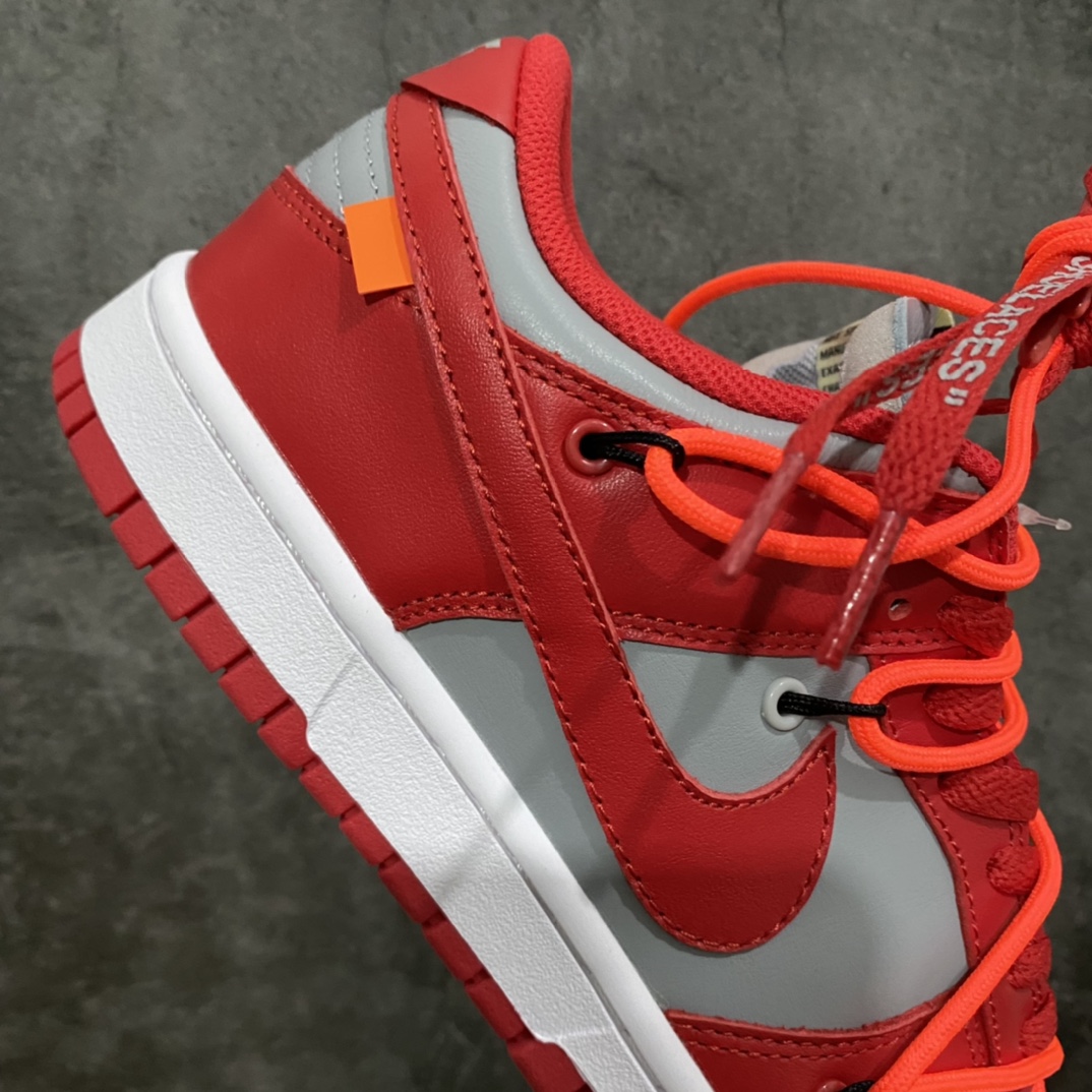 图片[7]-Top版本Off-White™ x NK Dunk Low OW联名灰红CT0856-600 原厂皮料加持 原楦原模打造完美版型 原厂航空铝磨具打磨大底 极致还原 无解鞋型 原盒原装配套 圈内天花板工艺 原厂冲刀 超高清洁度 全鞋零毛边皮料切割 采用原厂百宏鞋带以及原厂百宏织唛舌标 鞋带孔收紧绳长度 足以区分市面口嗨版本 原厂油墨 色泽亮度 高频效果一致 原厂拉帮工艺 针距密度一致 一针一线自然拉伸不弯曲 青岛定制原装标几率过验 尺码：36 36.5 37.5 38 38.5 39 40 40.5 41 42 42.5 43 44 44.5 45 46 47.5-选品中心