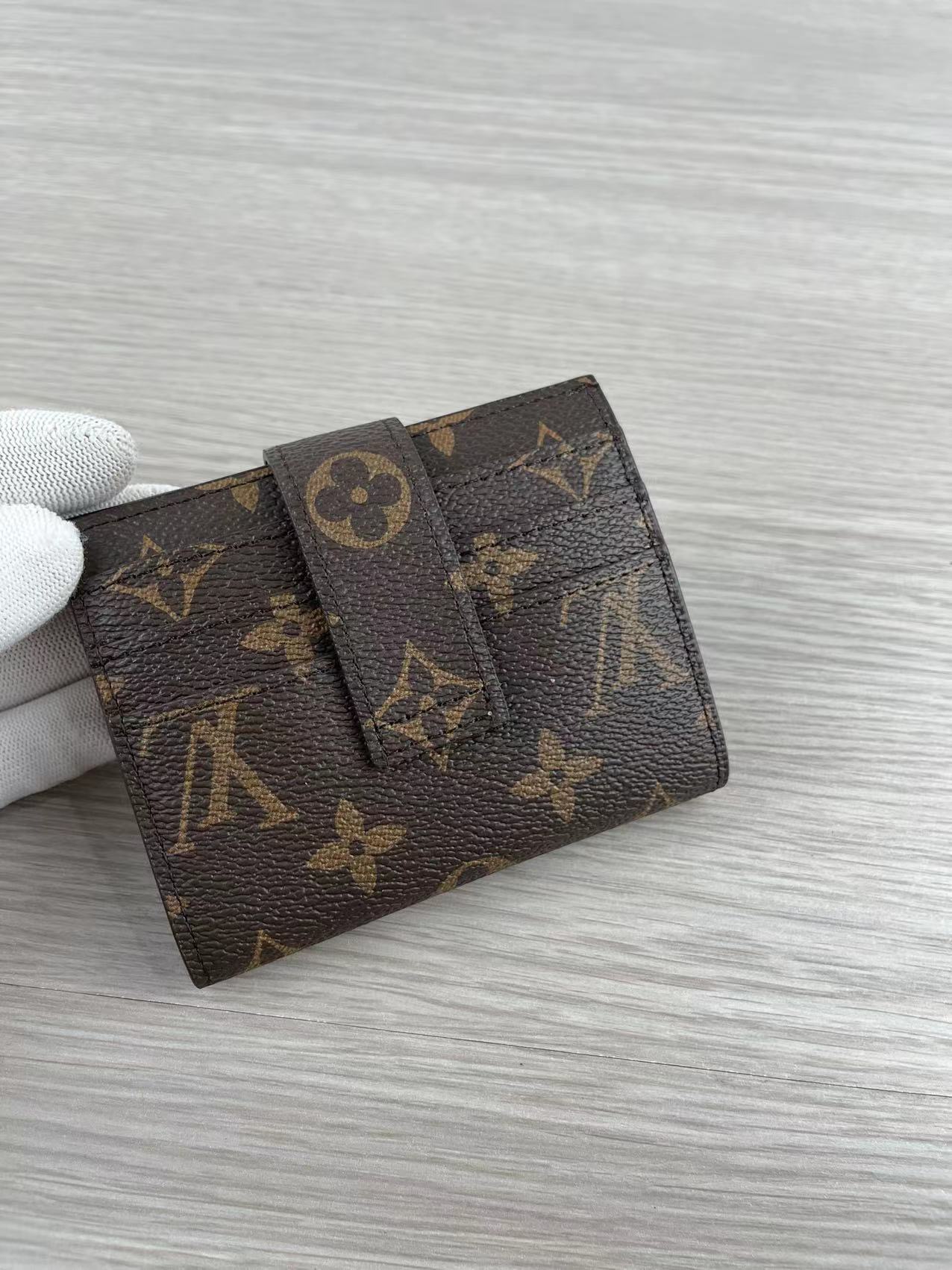 Close-up of leather texture on card holder