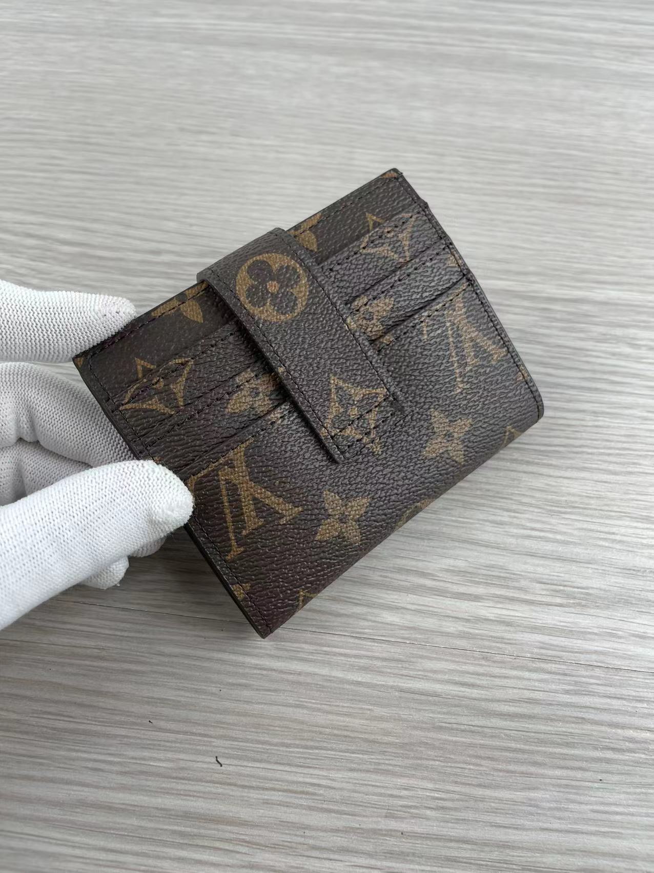 Close-up of leather texture on classic card holder