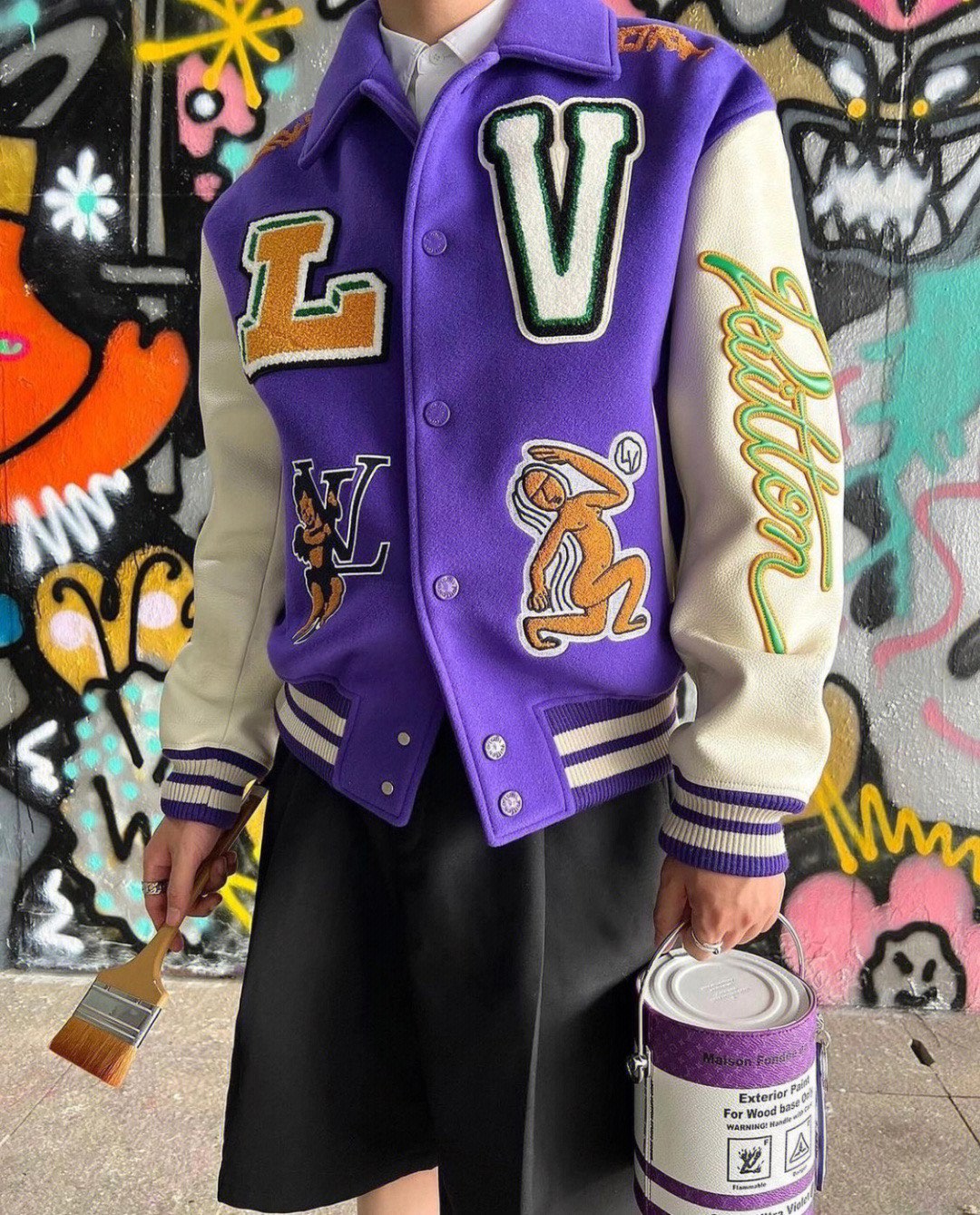 LOUIS VUITTON 路易威登 FW23紫色青蛙王子卡通刺绣棒球服 3