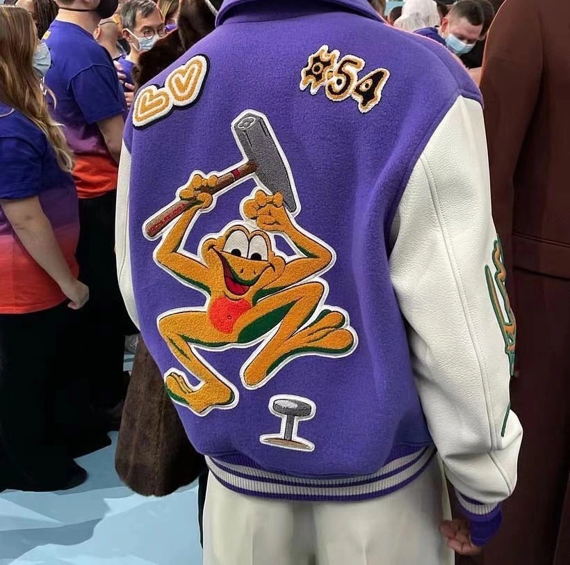 LOUIS VUITTON FW23 Frog Prince Embroidered Varsity Jacket - Comprehensive