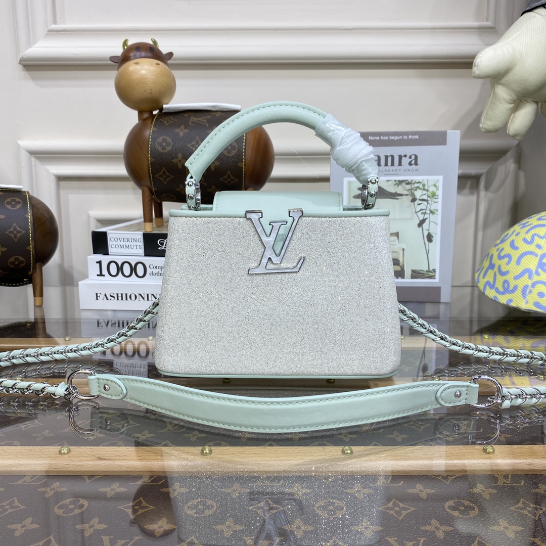 Louis Vuitton LV Capucines Bags Handbags Set With Diamonds Cowhide Mini M20727