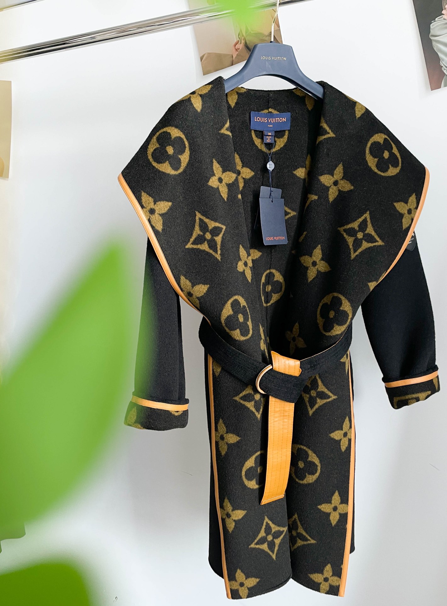 Monogram Wool-Silk Blend Wrap Coat – Classic & Elegant Winter Essential