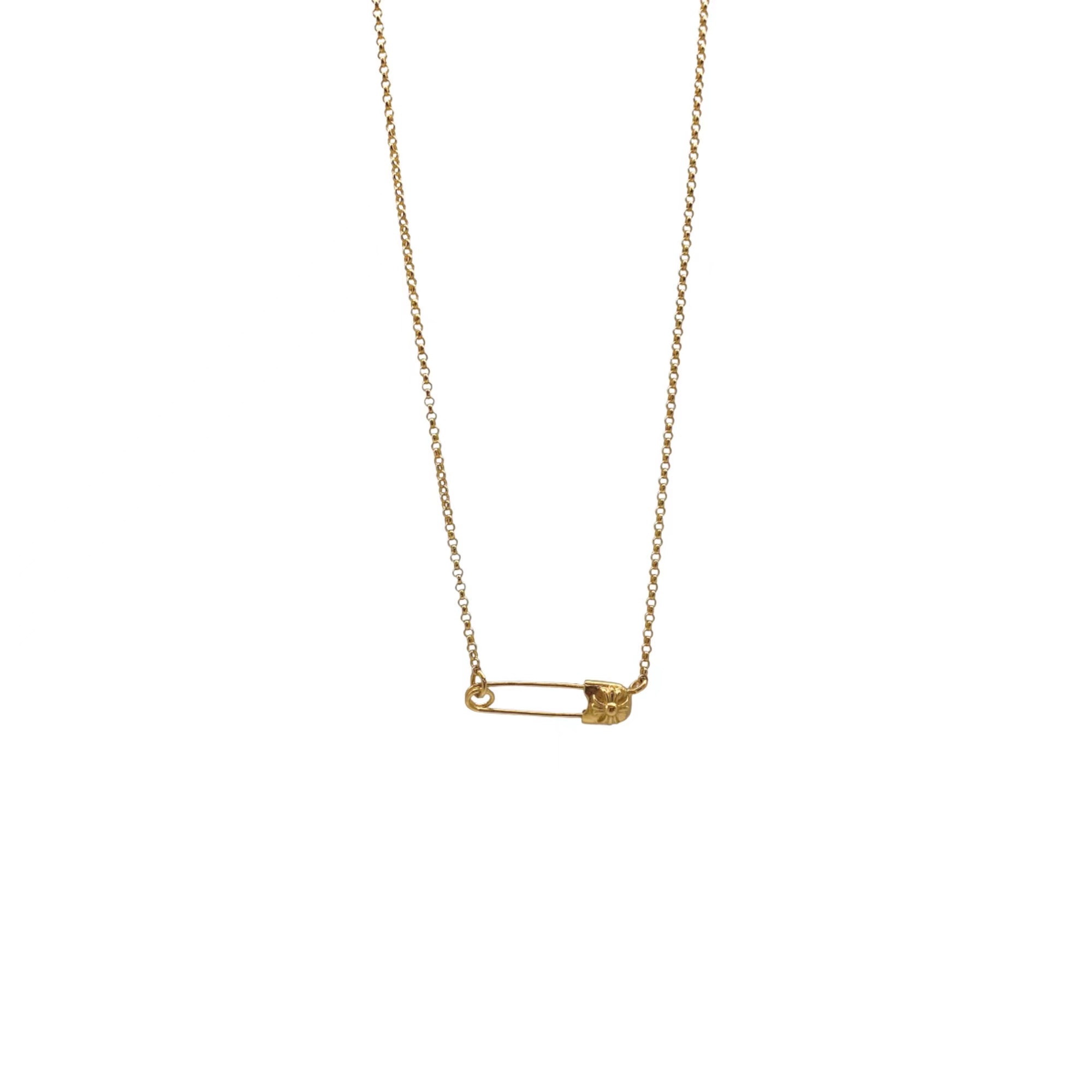 NO:105851,Croxin 22k pin necklace made of pure gold, hand-carved ZP restored pin shape, heavy industry to create a fresh and fashionable style, size: 55cm, jewelry quality, chrome hearts, necklace19860909克罗心22k别针项链 纯金材质 手工雕刻ZP还原别针造型重工打造清新时尚 入门经典款 size:55cm,饰品精品,chrome hearts,necklace,Jewelry