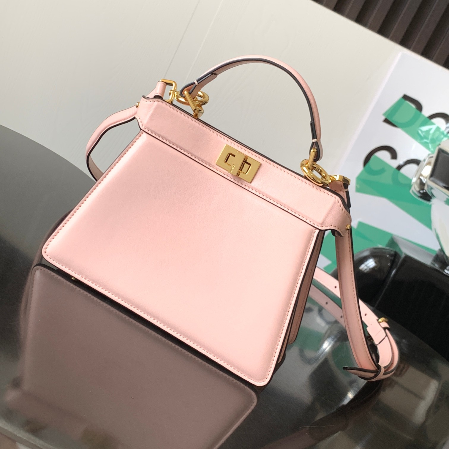 High Quality Replica Designer
 Fendi Peekaboo Flawless
 Bags Handbags Gold Pink Lambskin Sheepskin