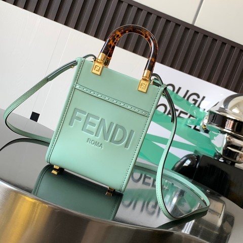 Fendi Bags Handbags Gold Green Calfskin Cowhide Polyester Resin Sunshine Mini