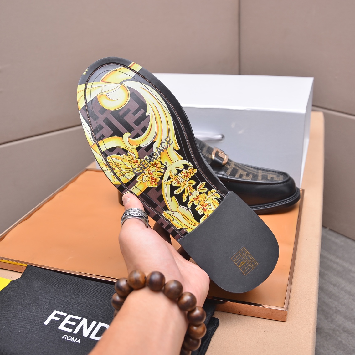 Fendi Men's Formal Leather Loafers, Italian Leather, Comfortable Rubber Sole 8 i1663354039 1581 6