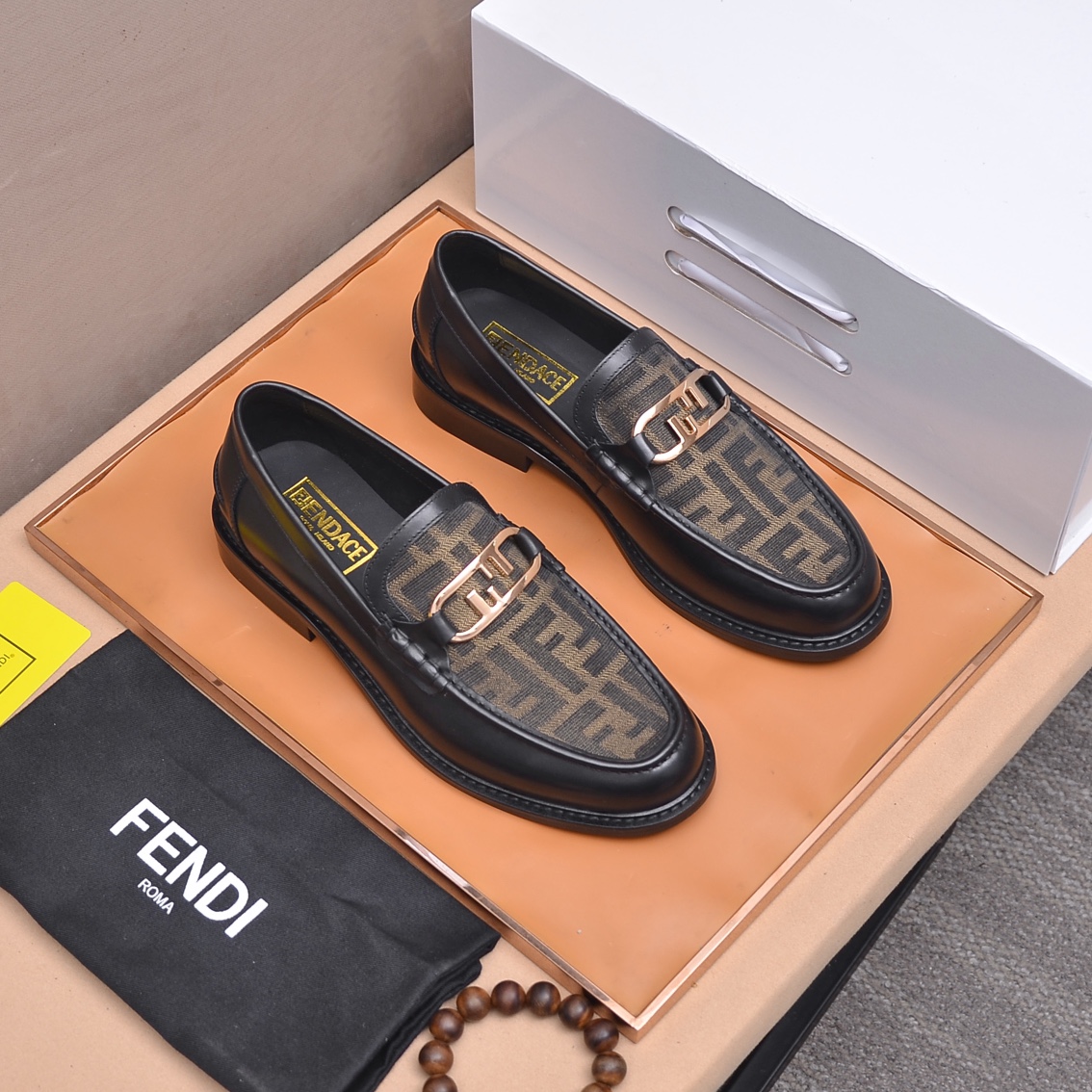 Fendi Men's Formal Leather Loafers, Italian Leather, Comfortable Rubber Sole 2 i1663354039 7731 0