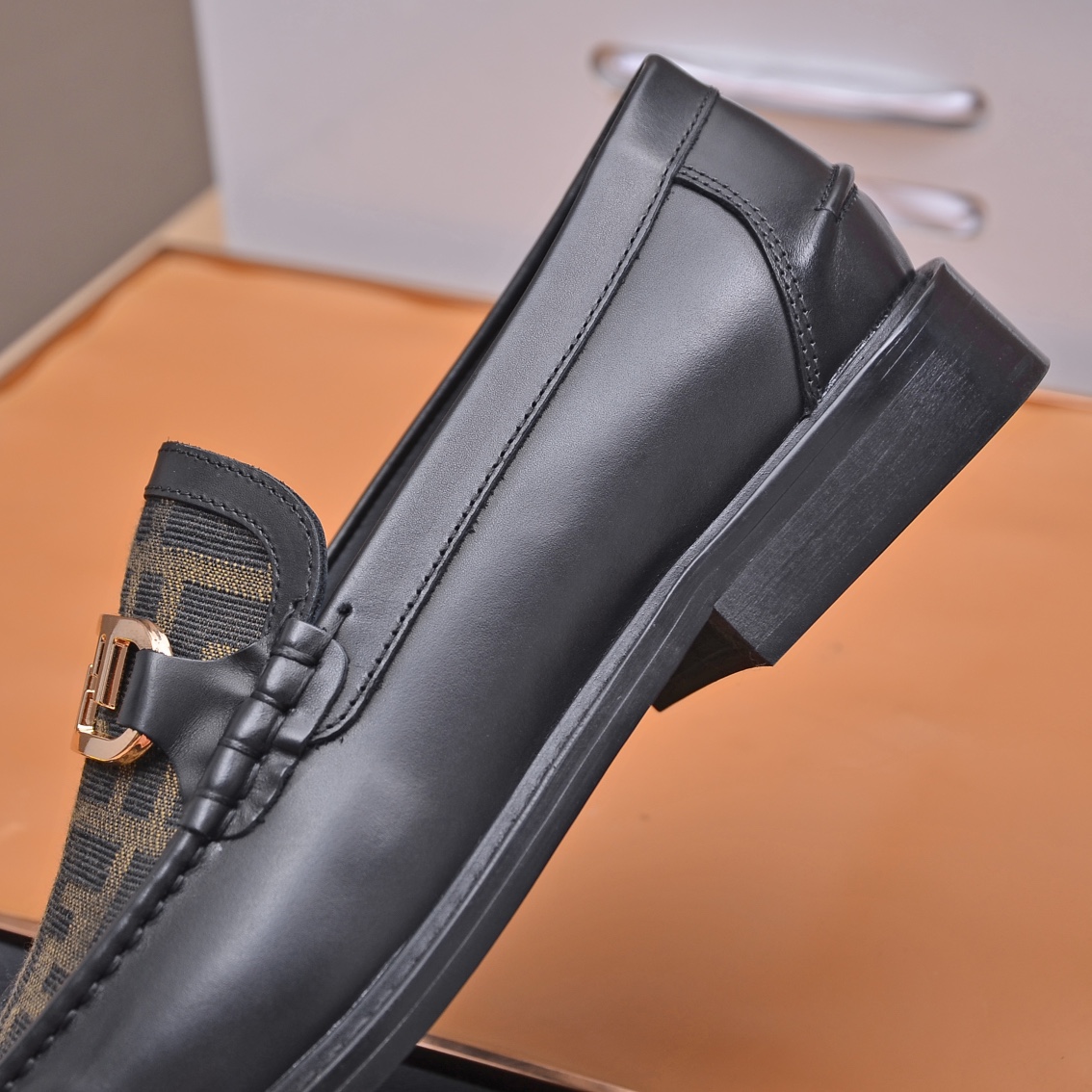 Fendi Men's Formal Leather Loafers, Italian Leather, Comfortable Rubber Sole 10 i1663354039 8162 8