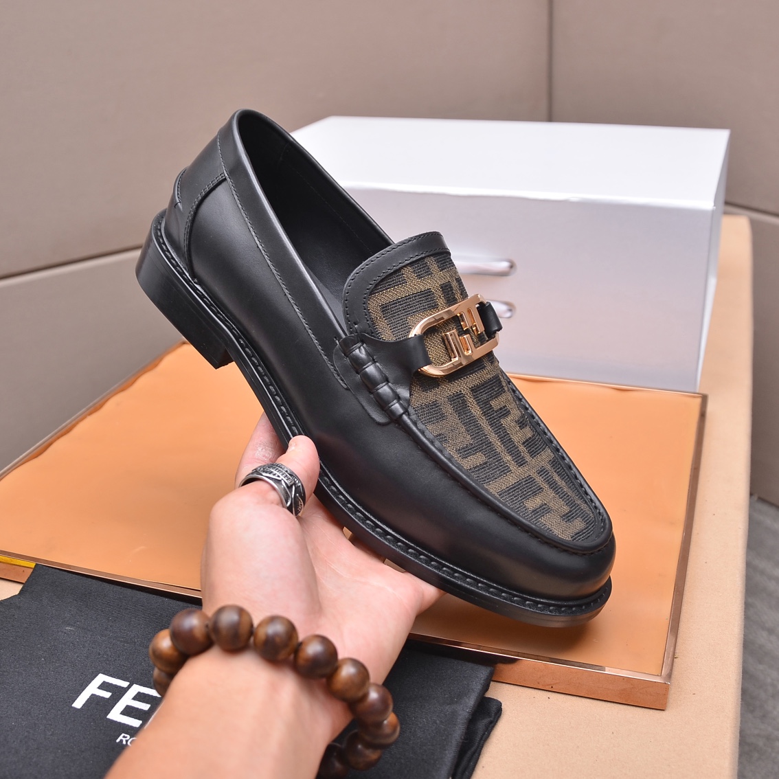 Fendi Men's Formal Leather Loafers, Italian Leather, Comfortable Rubber Sole 6 i1663354039 9710 4