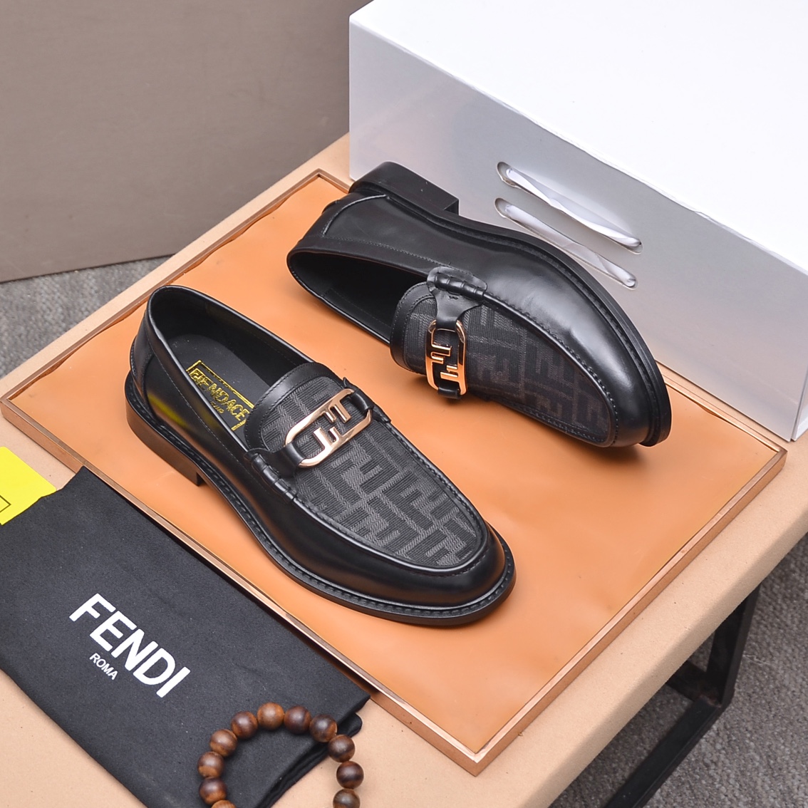 Fendi Men's Formal Leather Loafers, Italian Leather, Rubber Sole, Sizes 38-45 3 i1663354075 4705 1