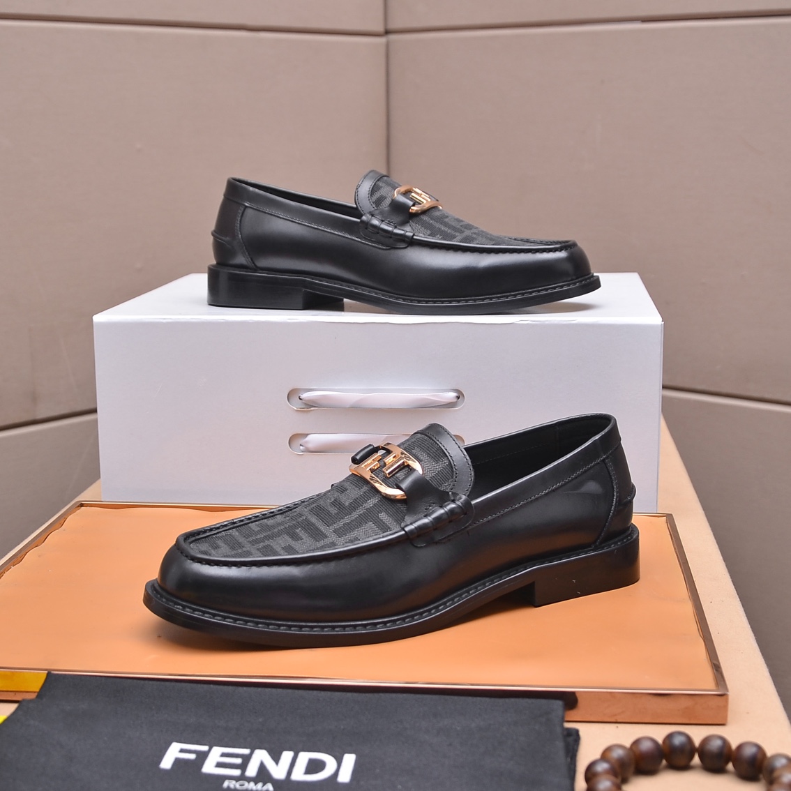 Fendi Men's Formal Leather Loafers, Italian Leather, Rubber Sole, Sizes 38-45 4 i1663354075 6367 2