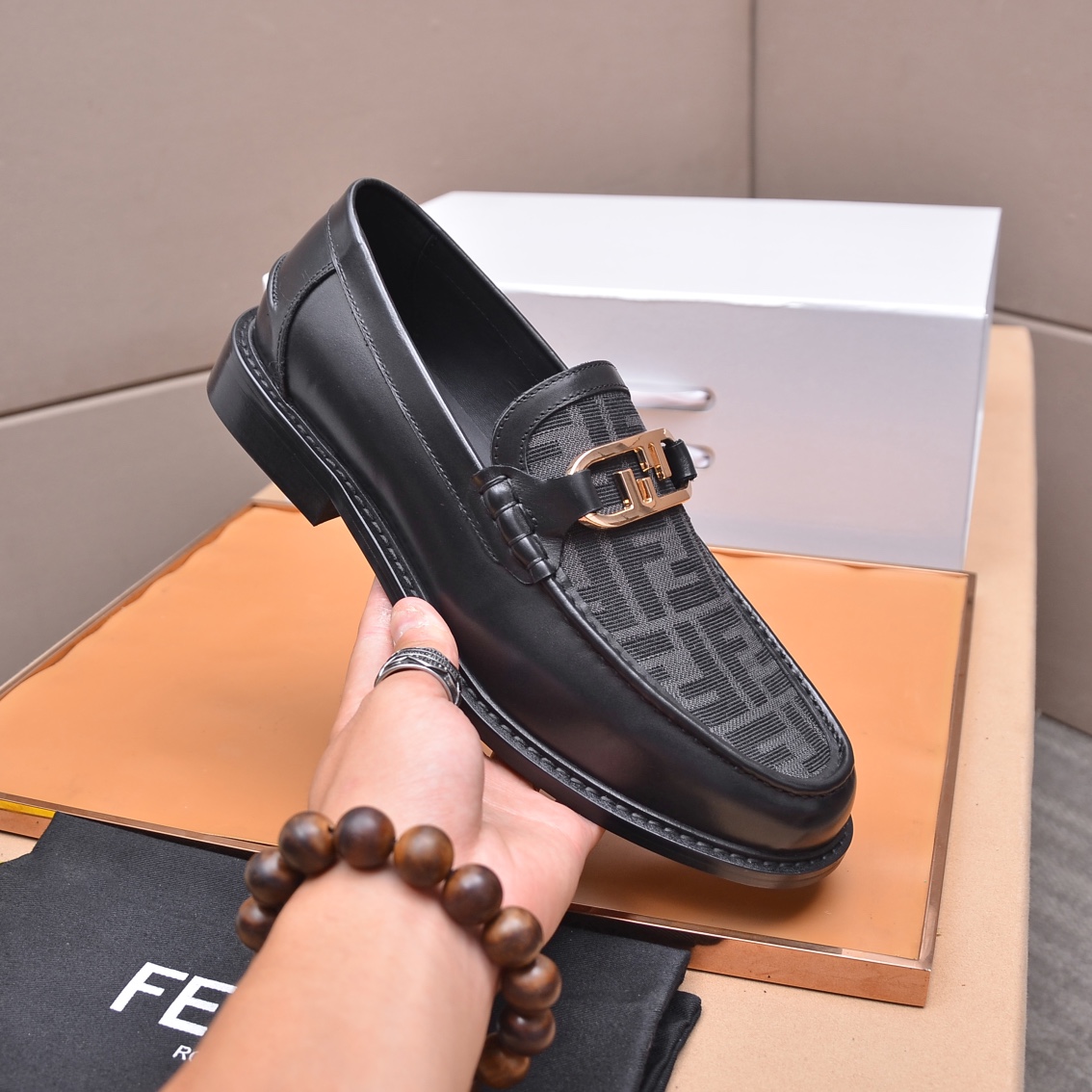 Fendi Men's Formal Leather Loafers, Italian Leather, Rubber Sole, Sizes 38-45 6 i1663354075 7546 4