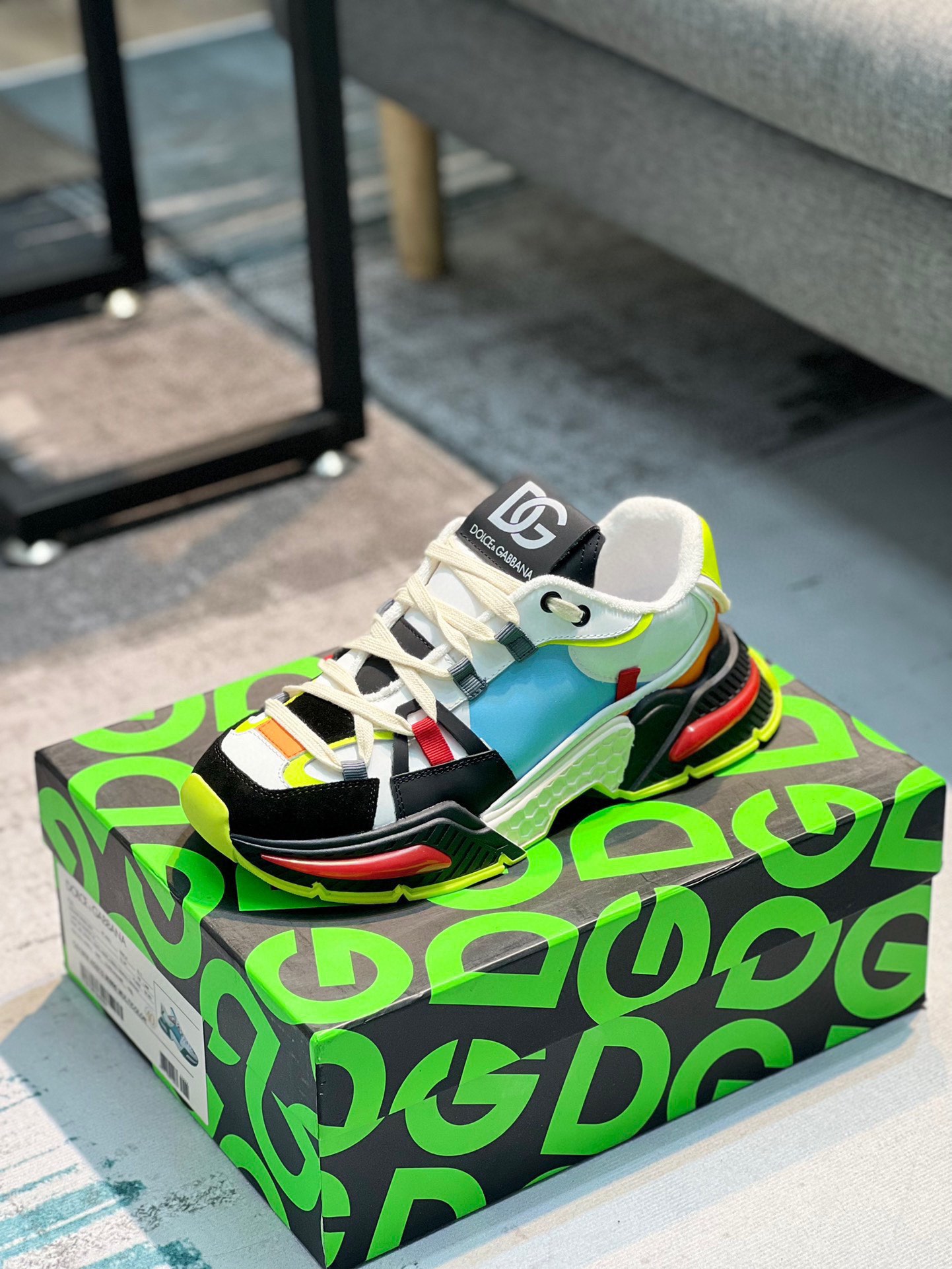 L5 Dolce & Gabbana 杜嘉班纳爆款2022春季情侣款,最真皮厚底拼色老爹鞋.毛巾内里真皮垫脚～做工完美,码数35-45、46定做,