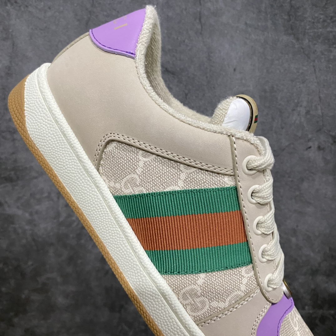 图片[7]-顶级代购版 Gucci做旧小脏鞋 ZP开发 原版开模 金属双G水晶圆柱形标 Gucci原版纹织带 真正水洗布标 鞋面擦色牛皮拼接经典双G布面料，皮面切口全油边封口工艺，原版毛巾布里细腻柔软更舒适透气，垫脚乳胶注塑一体，私模钢印，双色原版TPU大底(下层宽，上层窄) 配进口原版四边封干燥剂、原版18股鞋带，绿色盒子，与专柜配套包装一致 尺码：女34-40 男38-45-选品中心