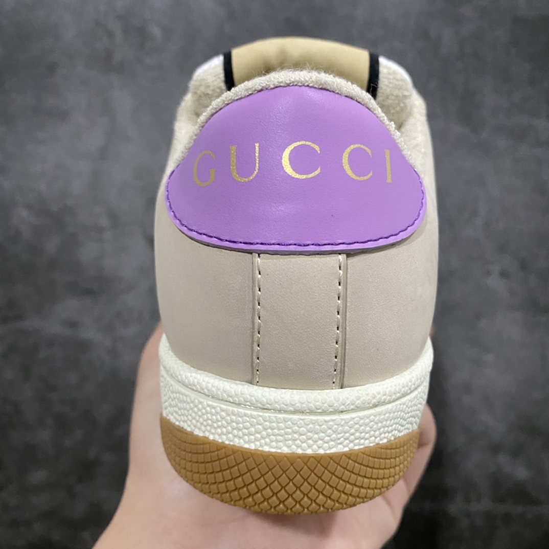 图片[3]-顶级代购版 Gucci做旧小脏鞋 ZP开发 原版开模 金属双G水晶圆柱形标 Gucci原版纹织带 真正水洗布标 鞋面擦色牛皮拼接经典双G布面料，皮面切口全油边封口工艺，原版毛巾布里细腻柔软更舒适透气，垫脚乳胶注塑一体，私模钢印，双色原版TPU大底(下层宽，上层窄) 配进口原版四边封干燥剂、原版18股鞋带，绿色盒子，与专柜配套包装一致 尺码：女34-40 男38-45-选品中心