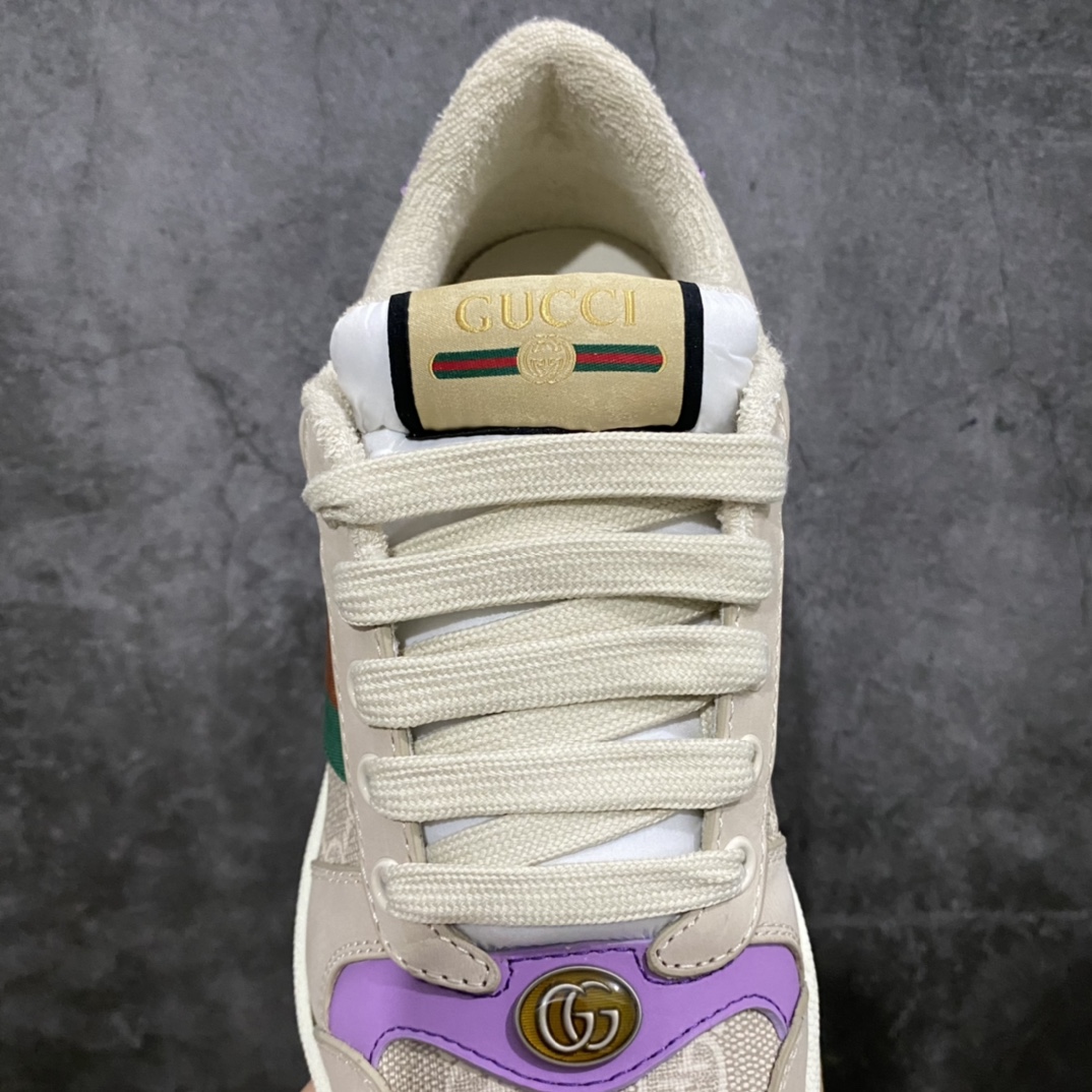 图片[8]-顶级代购版 Gucci做旧小脏鞋 ZP开发 原版开模 金属双G水晶圆柱形标 Gucci原版纹织带 真正水洗布标 鞋面擦色牛皮拼接经典双G布面料，皮面切口全油边封口工艺，原版毛巾布里细腻柔软更舒适透气，垫脚乳胶注塑一体，私模钢印，双色原版TPU大底(下层宽，上层窄) 配进口原版四边封干燥剂、原版18股鞋带，绿色盒子，与专柜配套包装一致 尺码：女34-40 男38-45-选品中心