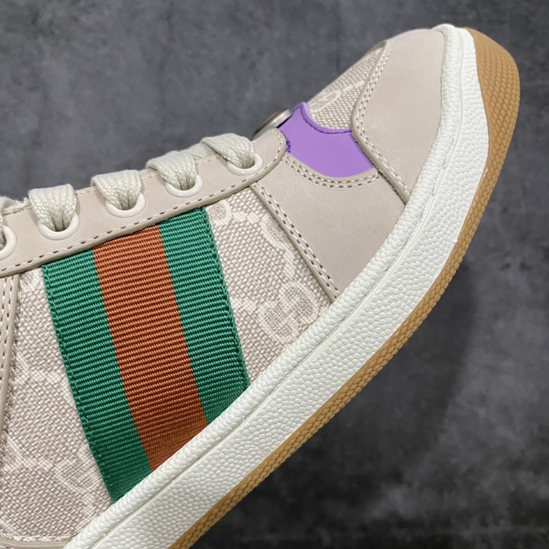 图片[6]-顶级代购版 Gucci做旧小脏鞋 ZP开发 原版开模 金属双G水晶圆柱形标 Gucci原版纹织带 真正水洗布标 鞋面擦色牛皮拼接经典双G布面料，皮面切口全油边封口工艺，原版毛巾布里细腻柔软更舒适透气，垫脚乳胶注塑一体，私模钢印，双色原版TPU大底(下层宽，上层窄) 配进口原版四边封干燥剂、原版18股鞋带，绿色盒子，与专柜配套包装一致 尺码：女34-40 男38-45-选品中心
