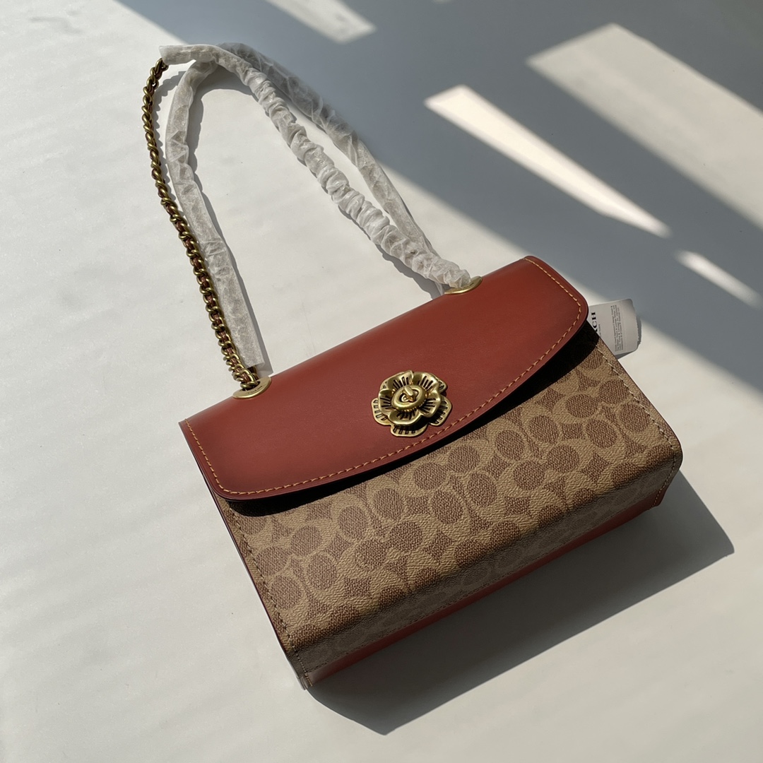 Coach ～纯原 COACH 蔻驰30585 山茶花Parker 系列链条包