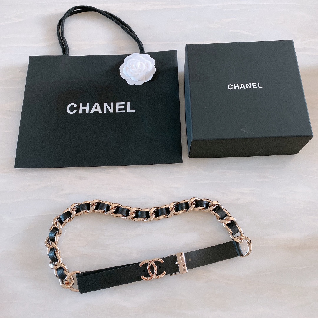 chanel早春度假系列小牛皮与钌质感金属黑2.5cm精品码数75-95欧