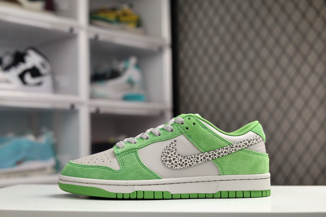 H0 NIKE SB Dunk Low “豹纹勾”白绿 运动休闲低帮板鞋 原装头层材料 独家版型蒸餾加工帶來的是更好的视觉和脚感体验大厂纯原品质出货 清洁度 电绣工艺 皮料切割干净无任何毛边 细节完美