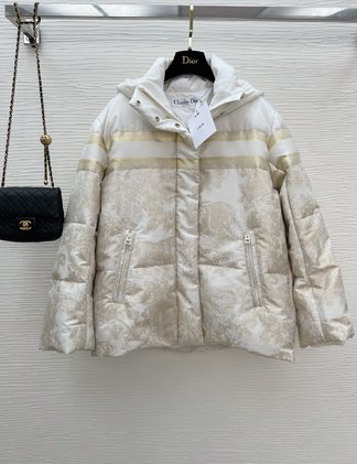 Dior Clothing Down Jacket Gold Embroidery
