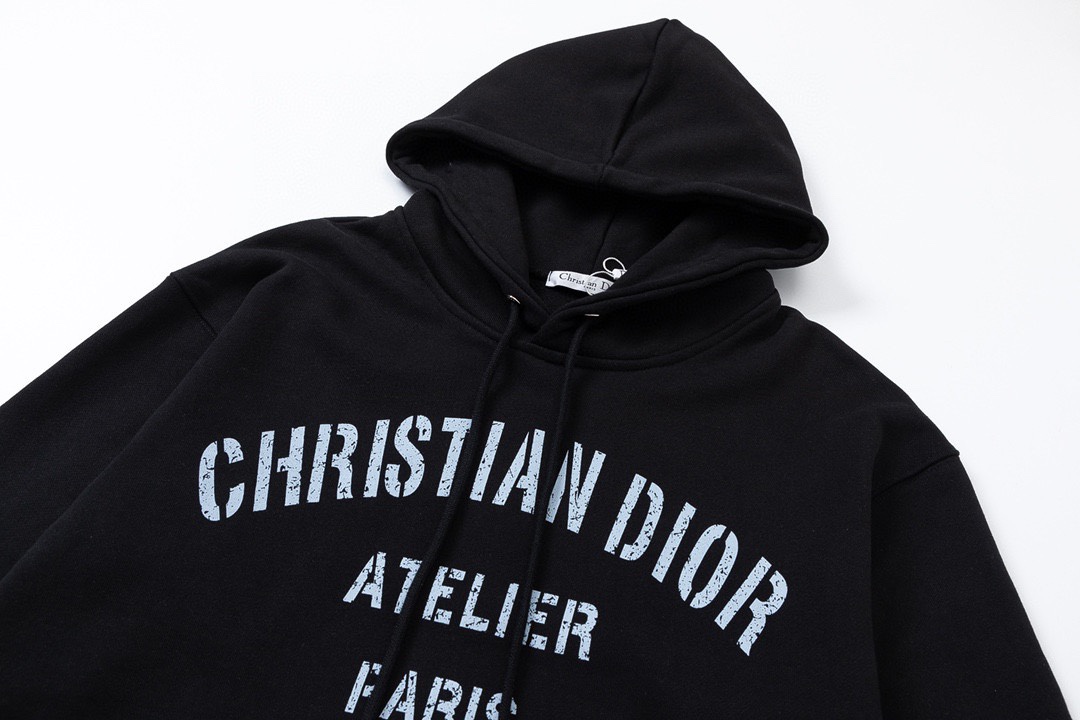 260 迪奥Dior新款做旧效果“CHRISTIANDIOR”标志连帽卫衣